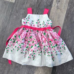 Floral Pink and White Kids Dress